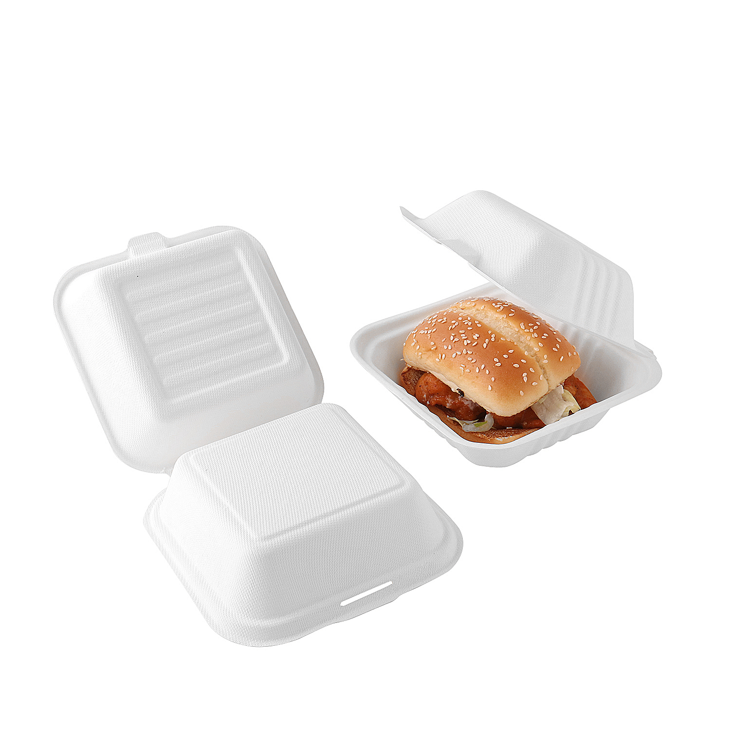 6"x6" X3" Eco Food Grade Bagasse Hamburger Box