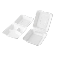 8"x8" x3'' Recyclable Bagasse Fast Food Clamshell Box