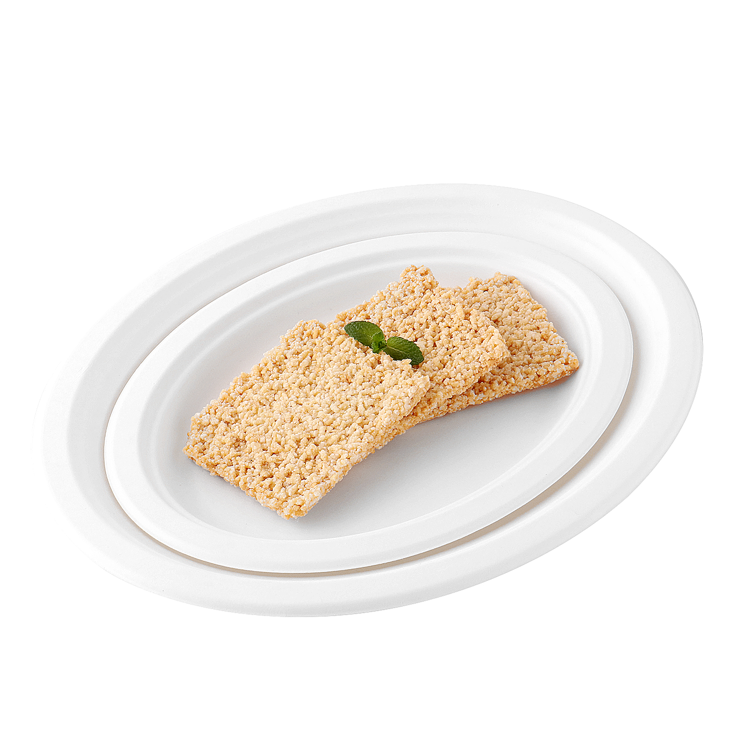 12.5'' X 10'' Compostable Bagasse Oval Plate